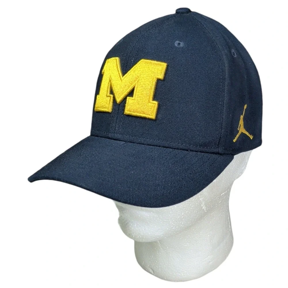 Michigan Wolverines Nike Jordan Hat Jumpman Blue Embroidered Logo Strapback